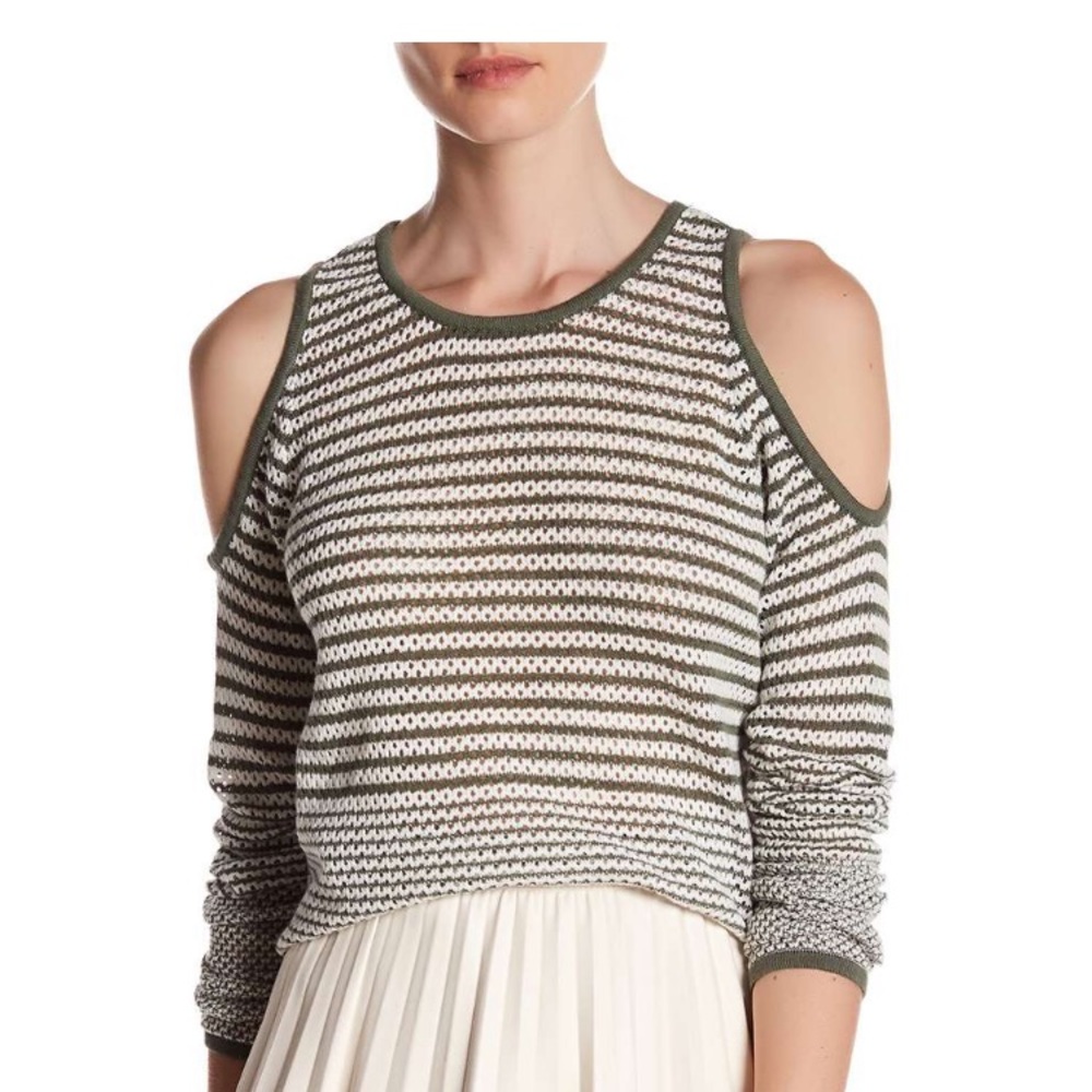 Striped Cold Shoulder Knit Shirt